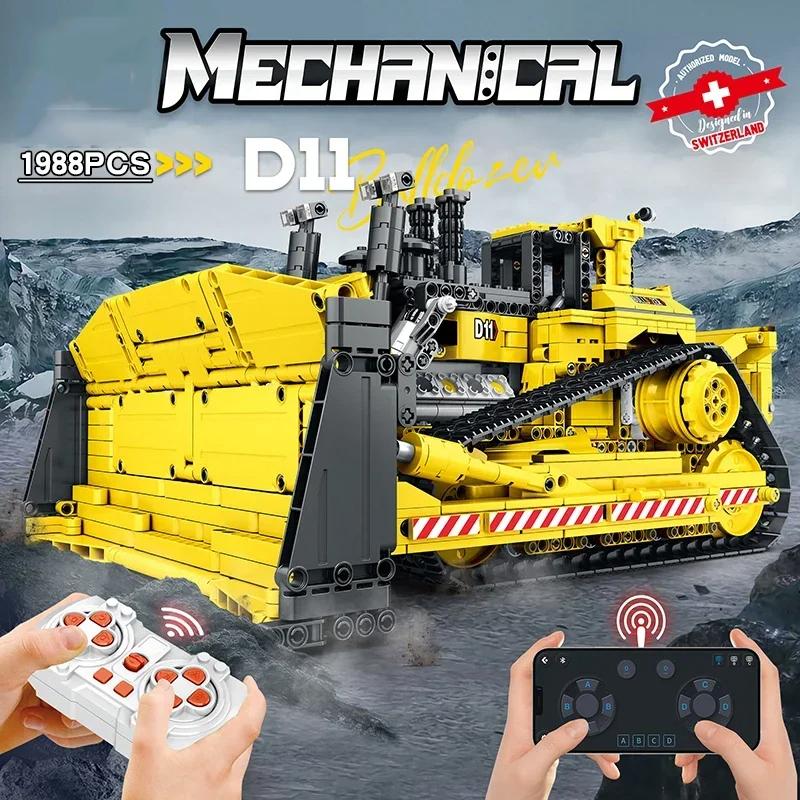 

Non-Toxic 1836Pcs D11 Bulldozer Remote Control Engineering Vehicle Building Blocks Rc Car Model Bricks Diy Toys For Kids Birthday Gifts No Box