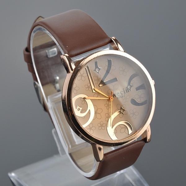 Moda Kadın Leopar Kuvars Bilek İzle Pu Deri Bant Saatler