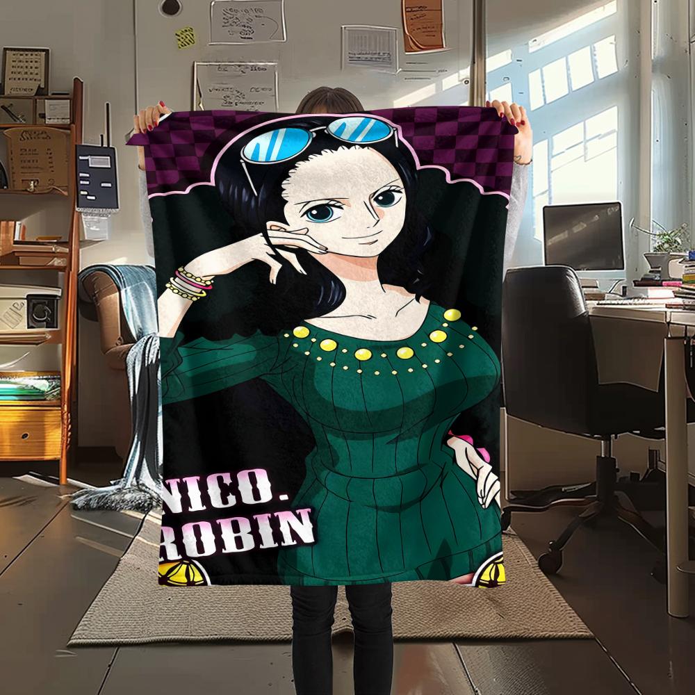 One Piece Charakter Print Flaneldecke, Hohe Qualität, Bequem für alle Jahreszeiten, Heimdekoration, Wärme und Komfort, Perfekt für Weihnachtsgeschenke