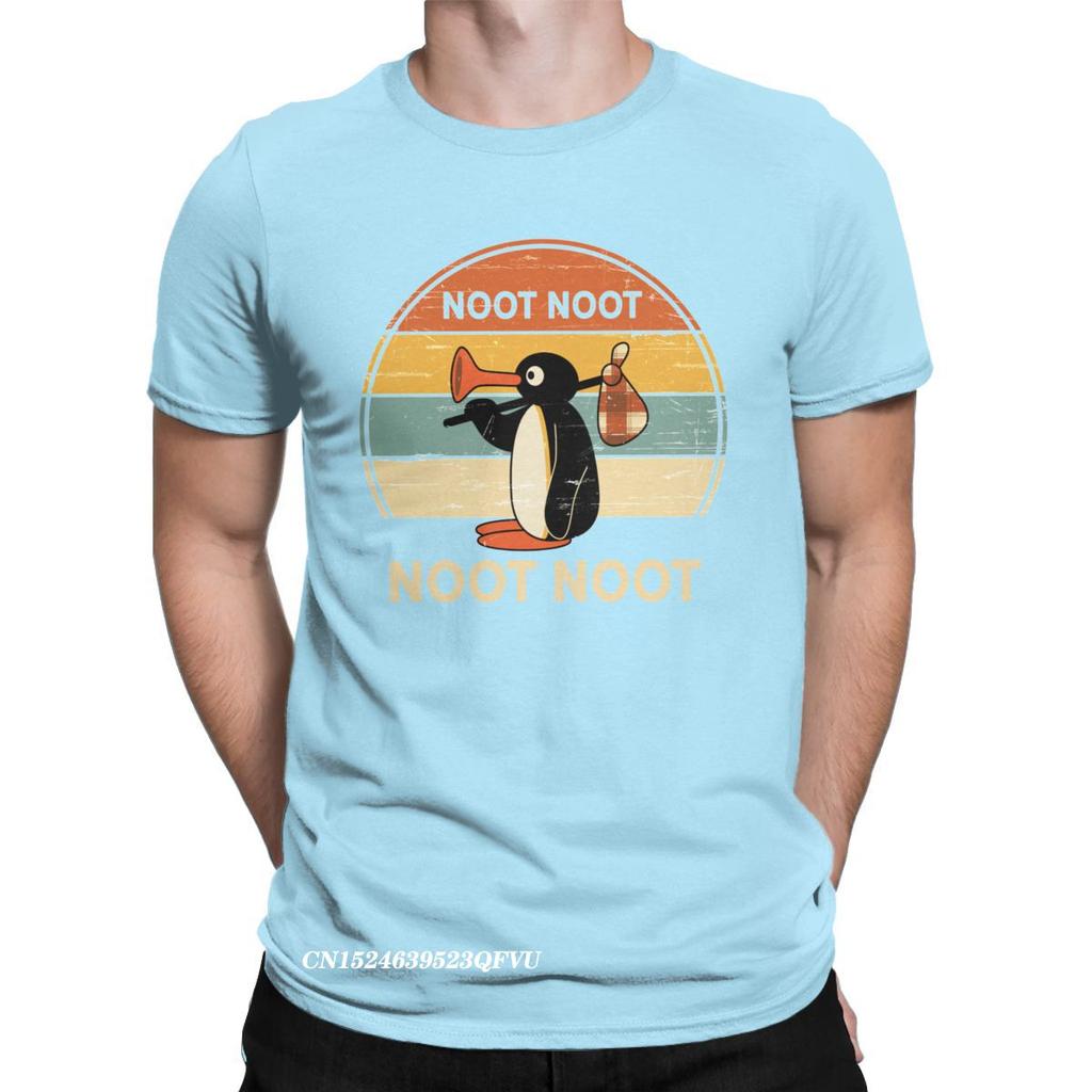 Erkek Kadın Tişört Noot Noot Pingu Penguen Meme Hediye Komik Premium Pamuklu Tişört Harajuku Tişört Bisiklet Yaka Kıyafet Baskısı
