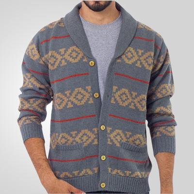 Men's Casual Cardigan Sweaters Vintage Shawl Collar Long Sleeve Knit Button Down Cardigans With Pockets Fall Winter Sweater Knitted Jackets for Men
