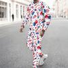 Men Dark Blue Patriotic Popsicle Print Long Sleeve Sweatshirt And Drawstring Jogger Pants Two Piece Outfit