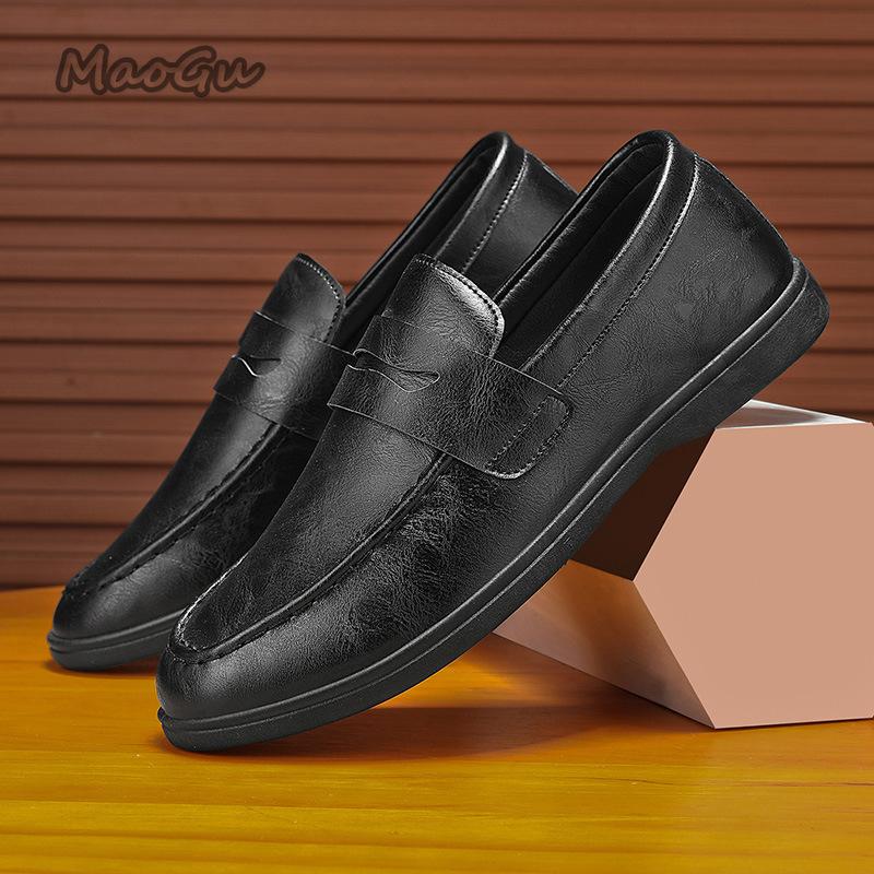 Autumn New Men's Leather Casual Shoes Soft PU Mens Slip-on Lightweight Comfortable Driving Loafers Zapatillas Hombre Size46
