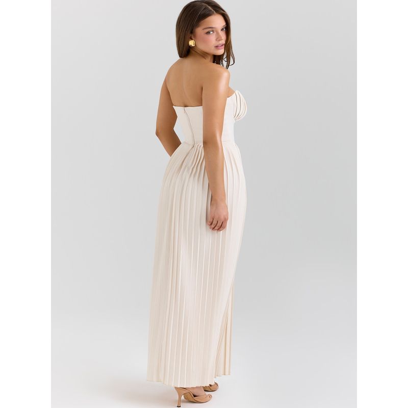 Milan Style House Same Style French style Romantic High Sense Pleat Shell Shape Pleated Mid-Length Tube Top Dress