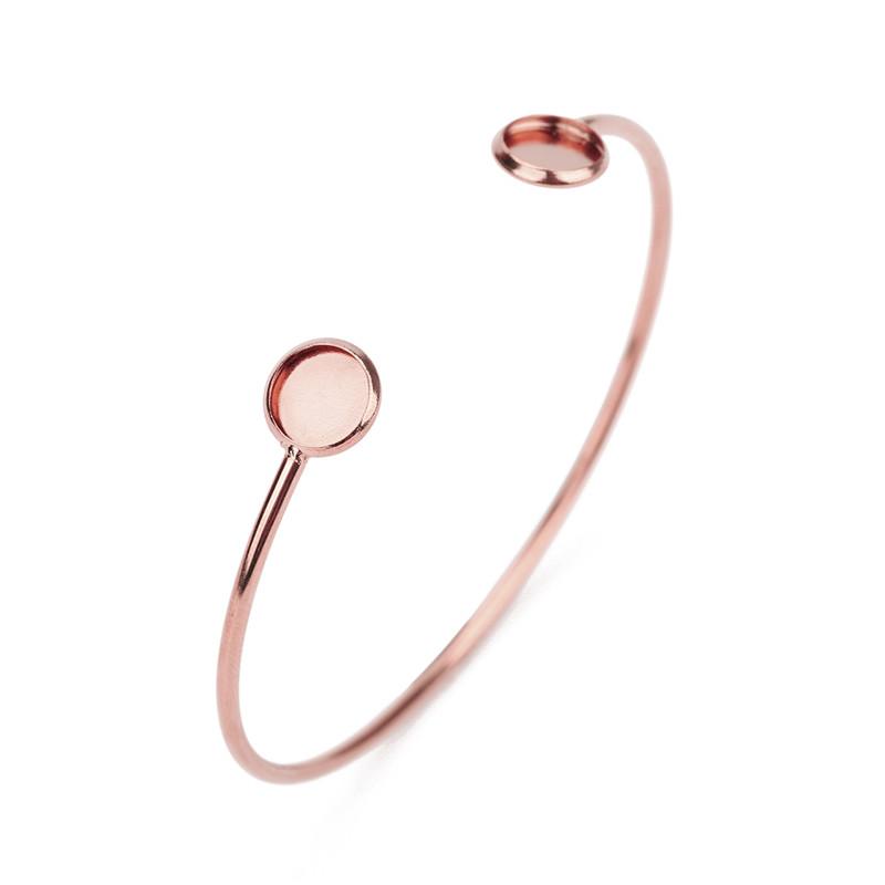 

2025 New Fashion 16.6cm Round Stainless Steel Charm Bracelet Bangle For Women Open Cuff Bangles Jewelry Gifts Adjustable 16.6cm adjustable розового золота