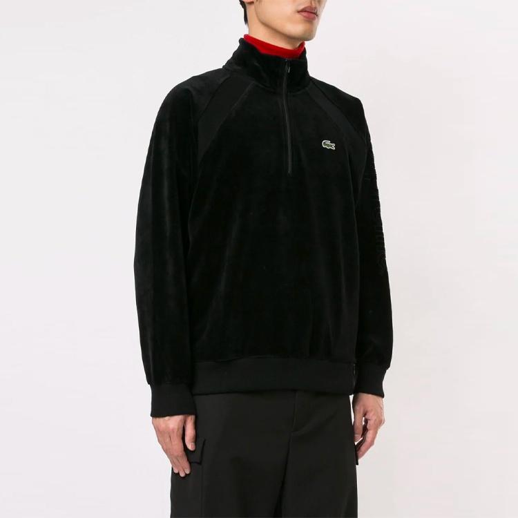 Supreme SS18 LACOSTE Velour Half-Zip Track Top Black Men's SUP-SS18-574