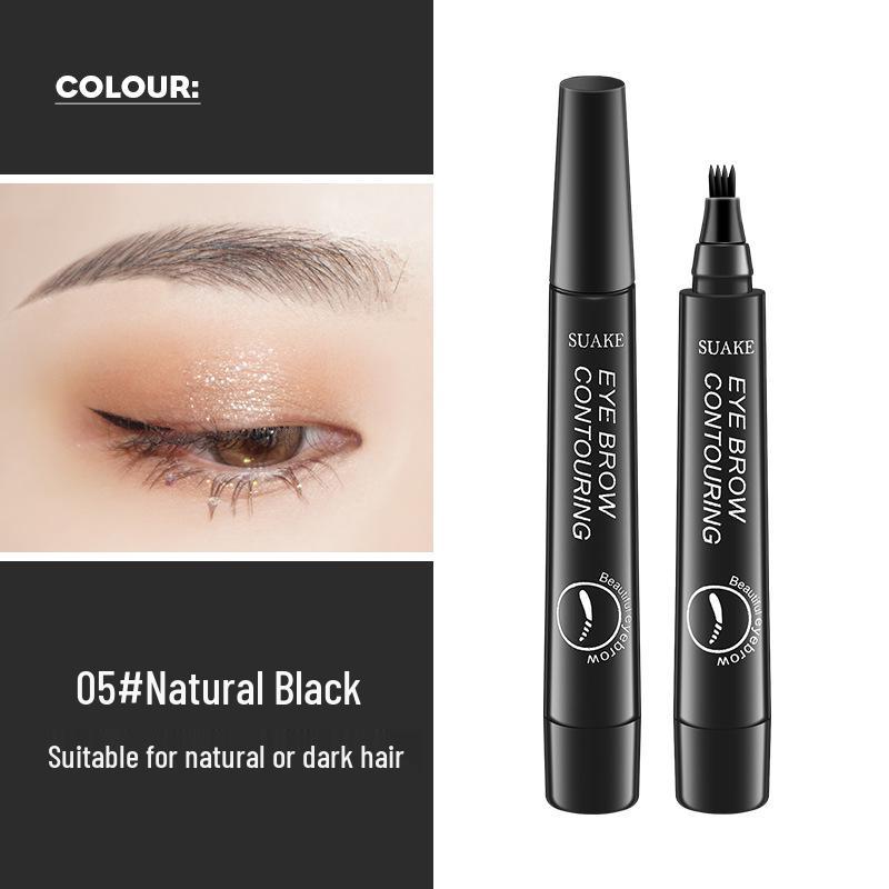 SUAKE 4-Prong Wild Eyebrow Pencil: Waterproof, Sweatproof, Smudge-Proof, Root-Like Simulation Liquid.