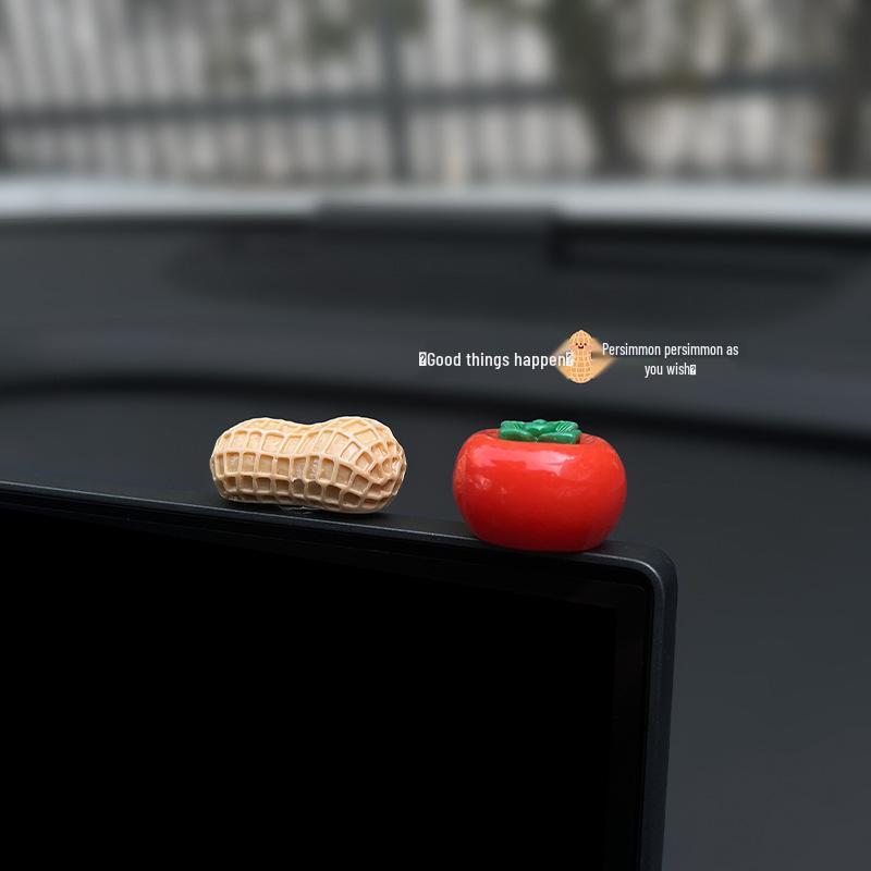 Festive Persimmon & Peanut Ornament for Car Console Display