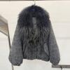 Winter New Luxury Fur Fox Big Fur Collar Wool Nylon White Goose Down Jacket Women's Short Thermal Jacket