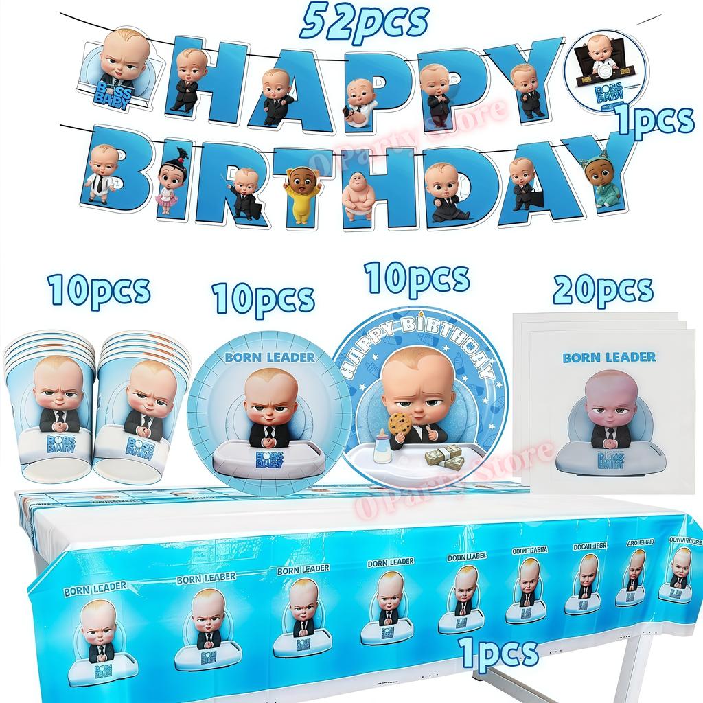 Bossed Baby Thema Neugeborene 1. Geburtstag Party Deko Becher Teller Luftballon Jungen Geburtstag Dekorationen Babyparty Zubehör Partygeschenke