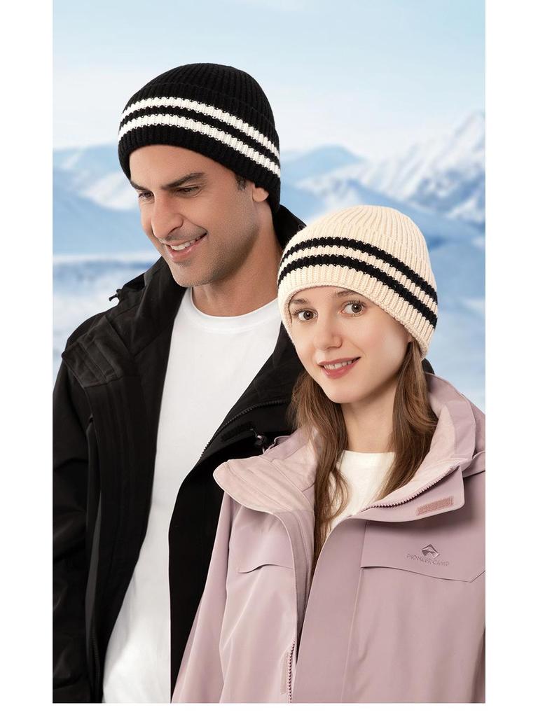 Vlněná pletená čepice v korejském stylu: Hřejivá, trendy, unisex podzimní/zimní čepice