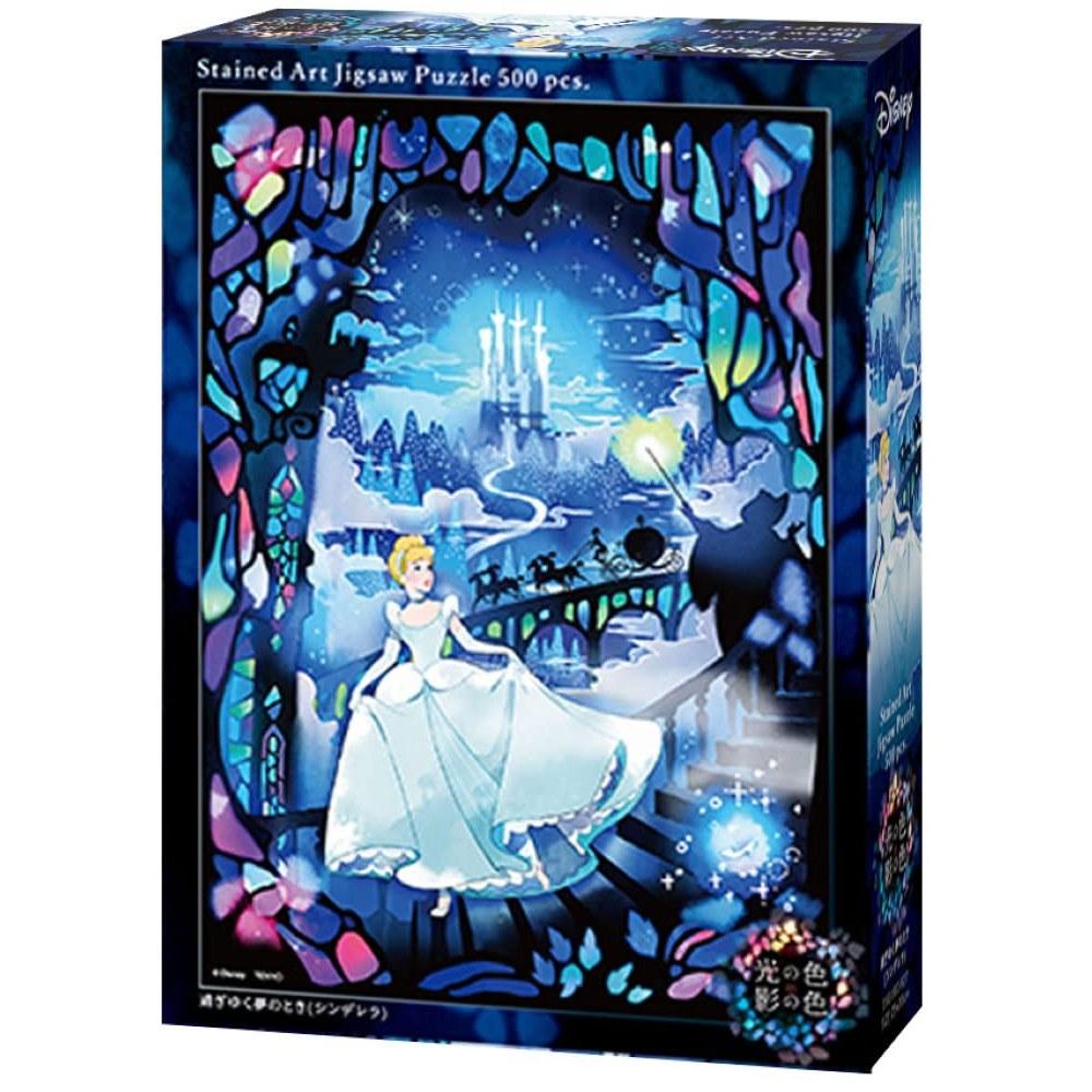 Tenyo Gyuutto Series Stained Glass Art Jigsaw Puzzle Cinderella Passing Time of Dreams 500 Pieces DSG-500-627 25×36cm with Service Card