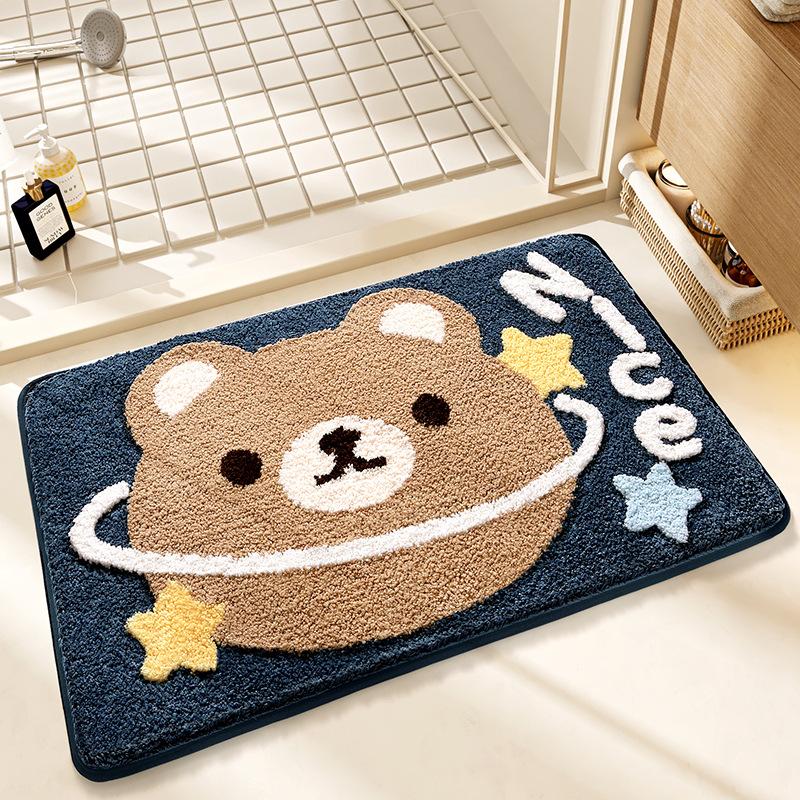 New Cartoon Bathroom Floor Mat with Strong Water Absorption, Household Flocking, Toilet Floor Mat, Living Room, Bedroom Door Mat