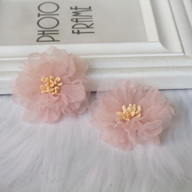 10Pcs 5CM Wrinkle Chiffon Fabric Cored Flowers For DIY Hair Accessories Hats Headband Wedding Dress Decoration