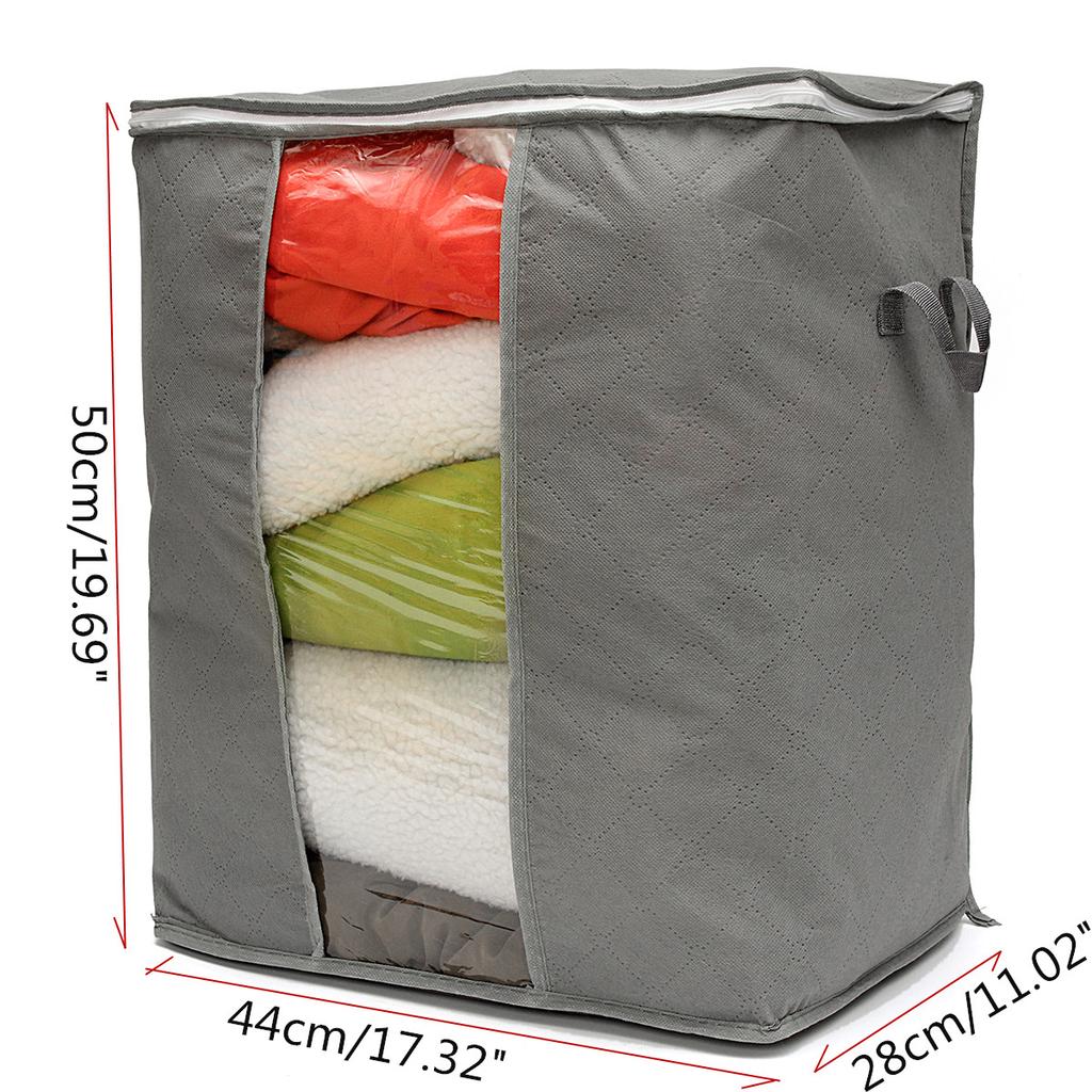 Buy Bamboo Charcoal Nonwoven Portable Clothes Storage Bag 44*28*50cm Folding Organizer Box For
