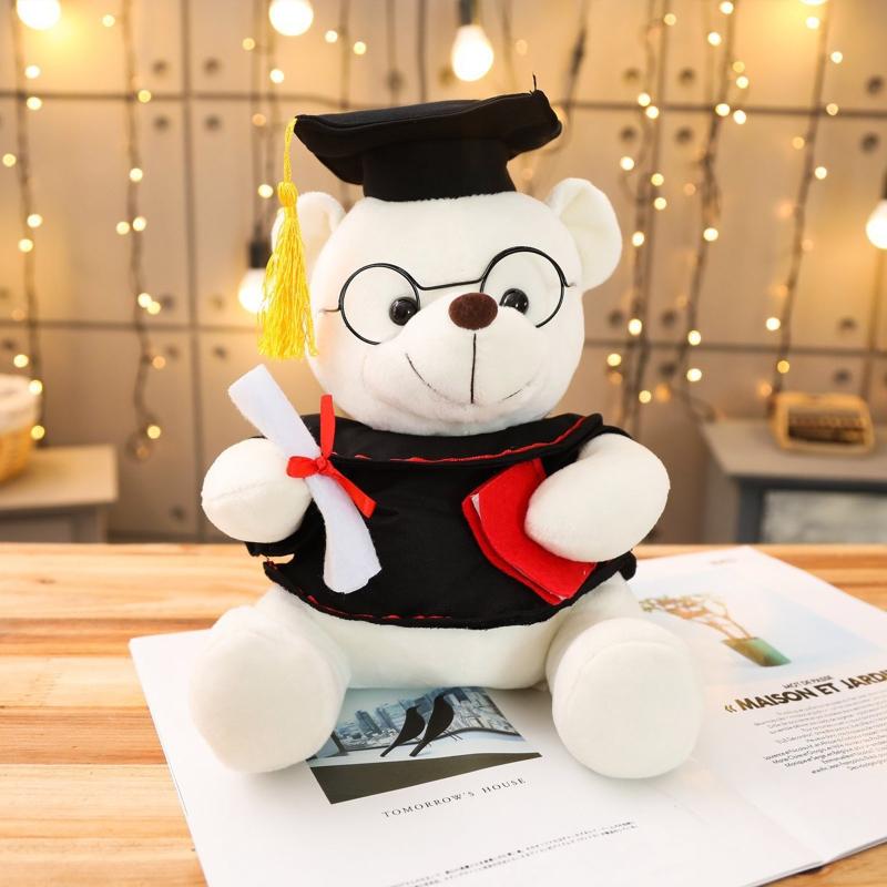 7/9’’ Academic Dress Bear Vivid Cuddleable Pillow Plush for Doll Emotion Appease Non-Deform Office Ornament Gear Store T