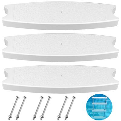 3Set Universal Swimming Pool Ladder Steps Replacement,19.6" Heavy-Duty Molded Plastic Pool Ladder Rung Step With Stainless Steel