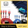 2025 Hot 3 In 1 Type C Lightning Micro USB Car Fast Charging Cable Emblem Car Goods For Honda Civic XR-V HR-V Accord Odyssey Spi