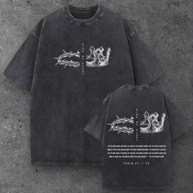 Unisex King of Glory T Shirt Black Christian Faith Streetwear S-2XL S разноцветный