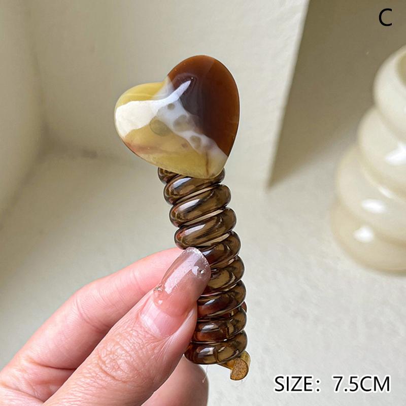 1pc Women Heart Shape Ponytail Elastic Hair Bands Rubber Hair Ties Bundle Scrunchies Telephone Wire Hair Accessories