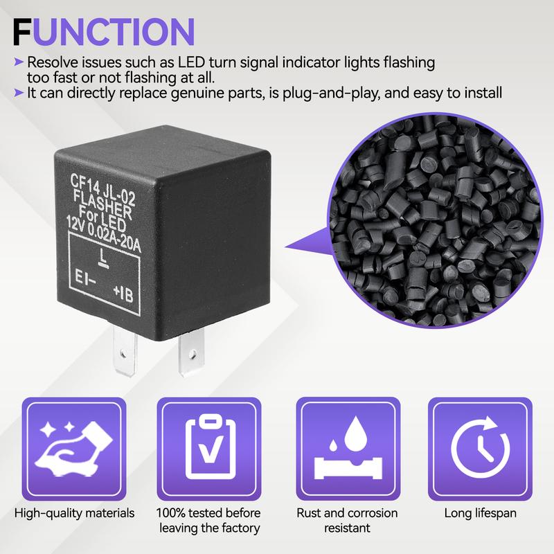 For CF14 JL-02 CF-14 Motorcycle Electronic LED Non-adjustable Flasher Relay Black Fix Hyper Flash for Turn Signal Blinker Light