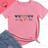 Casual printed Tshirt Day by Day heartshaped design shortsleeved roundneck top Unisexs and woUnisexs pure cotton tshirt
