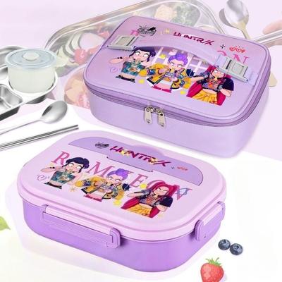 KPop Demon Hunters 304 Stainless Steel Bento Lunch Boxs Lunch Pouch Cartoon Periphery Big Capacity Portable Student Lunch Bo