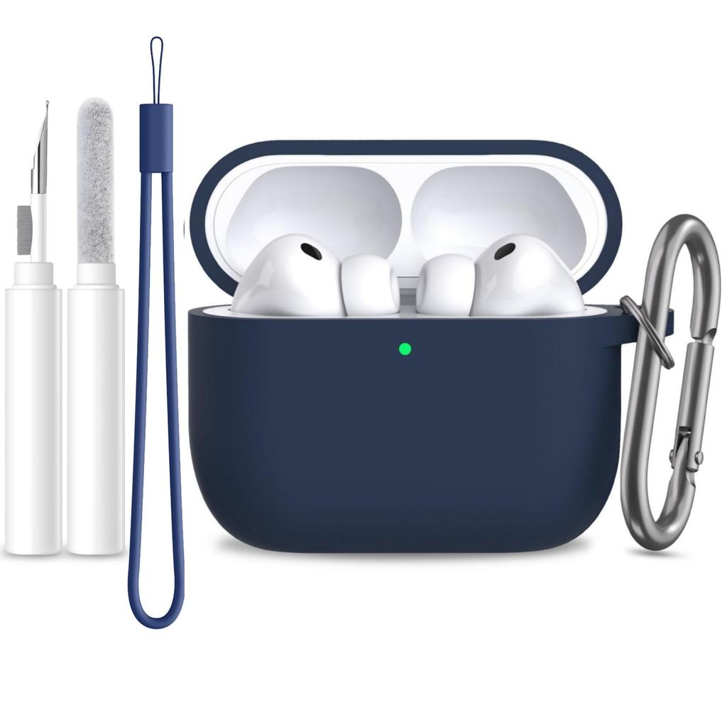 For Airpods Pro 3 Case Cover Earphone Protective Silicone Cover (with Carabiner + Lanyard + Cleaning Pen) Case for Airpods Pro 3