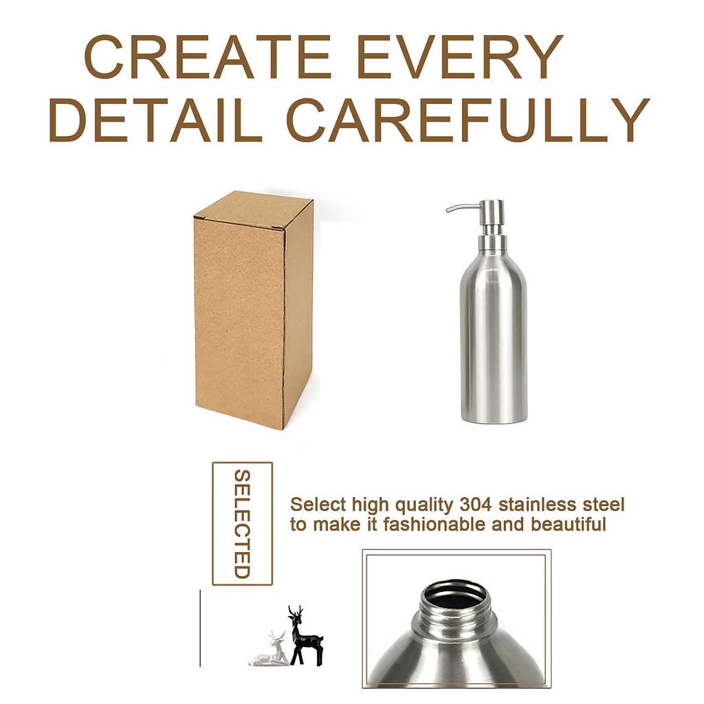 Stainless Steel Refillable Pump Bottle for Cleaning Liquids with Durable Construction Suitable for Kitchen Bathroom and Household Use