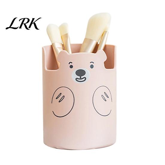 Cute Pen Organizer Bear 2-in-1 Holder & Phone Stand, Macaron Colors Desk Organizer, Large Surface Container Capacity Storage for Pens Makeup