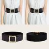 Winter Leather Wide Belt With Diamond Pattern Buckle For Women Dress And Belt Fashion