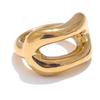 Yhpup High Quality Stainless Steel Metal Geometric Hollow Fashion Ring Rust Proof Distinctive Unique Trendy Simple Jewelry New
