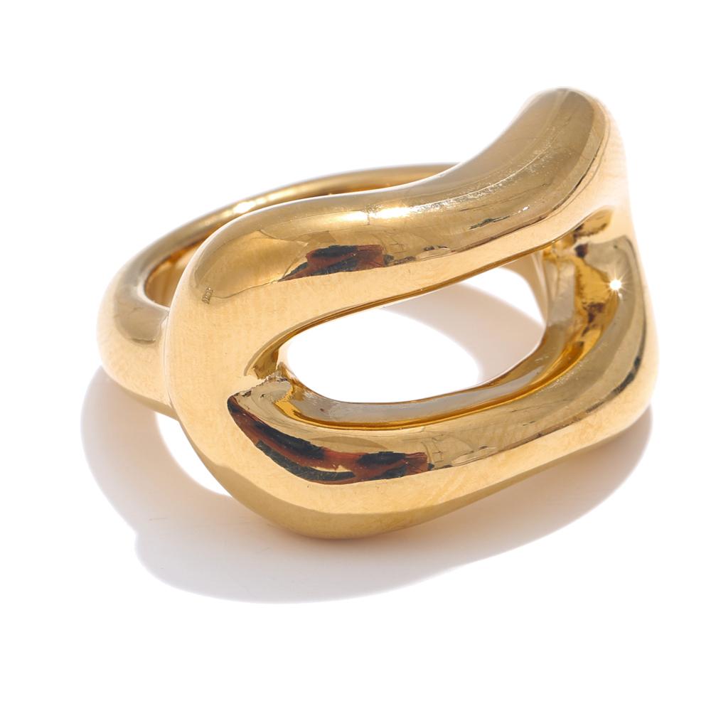 

Yhpup High Quality Stainless Steel Metal Geometric Hollow Fashion Ring Rust Proof Distinctive Unique Trendy Simple Jewelry New 9