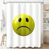 Sad Emoji Shower Curtain Fun Bathroom Decoration for Kids Bedroom or Guest Bath White Plastic Hook Rings Included