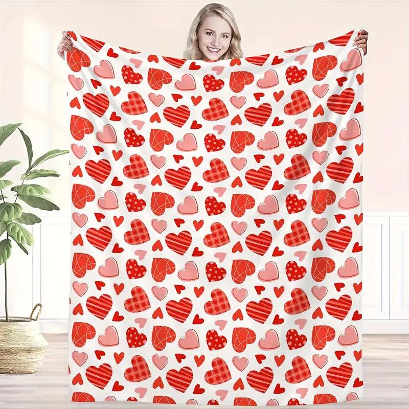 Romantic Love Series Digital-printed Polyester Bedroom Velvet Flannel Cover Blanket Fleece Soft Sofa Cover Blankets for Beds