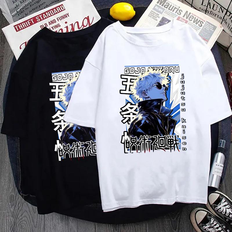 New Gojo Satoru Print T-Shirt Men Women Fashion Short Sleeve Casual Summer Tops Tees Personality Anime T Shirts
