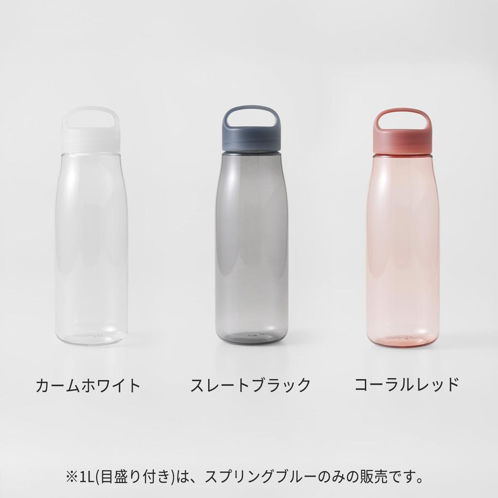 Marna Daily Water Bottle, 1L, with Graduated Indications (Made In JapanWeb Exclusive), Glass-Like Smooth Mouth, Lightweight, Dishwasher Safe, Easy To