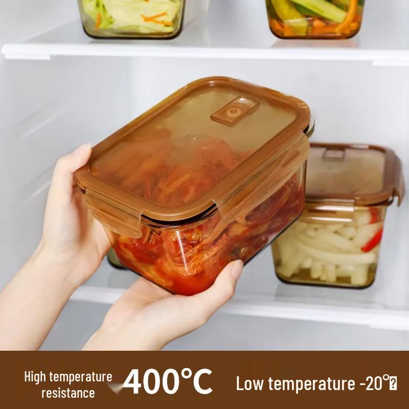 Xilekou Kimchi Box: Large Heat-Resistant Borosilicate Glass Storage for Microwave Use