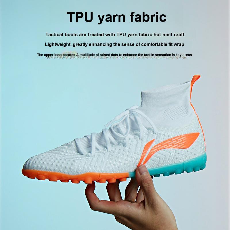 Li Ning Shadow 2 High-Top Carbon Plate TF Football Shoes Unisex Football Shoes White Orange YSTT029-51