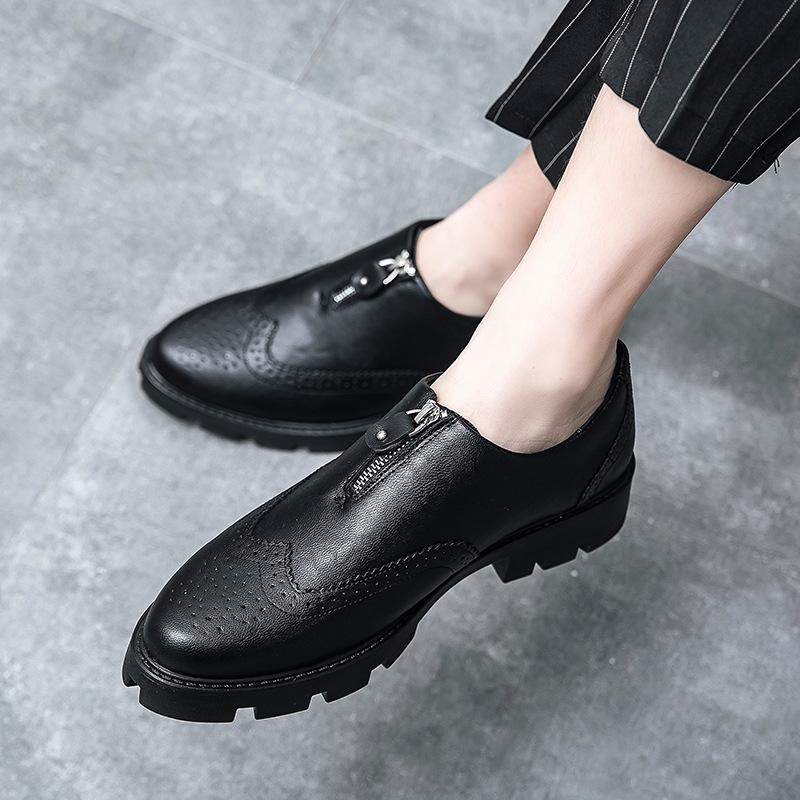 Spring and Autumn New Hairstylist Leather Shoes Pointed Head Platform Korean Version Trendy Shoes British Business Trend Personalized Formal Men