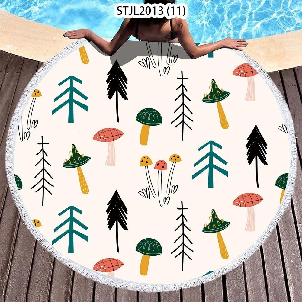 Mushroom Pattern Plant Horse Riding Printed Beach Towel Microfiber Digital Swimming Pool Beach Towel Blanket Shower Beach Towel