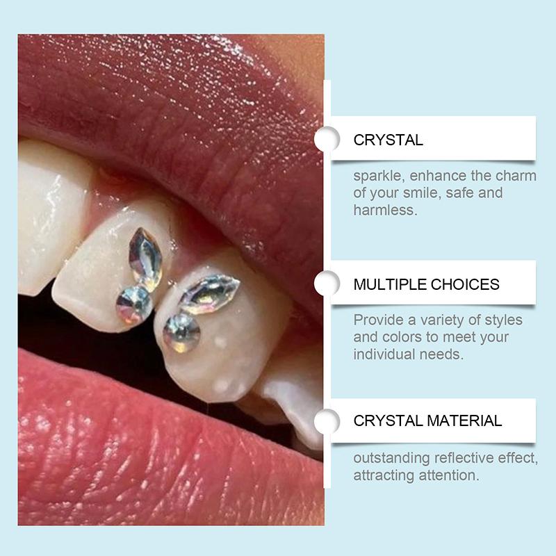 24Pcs Dental Tooth Gems  Diamond Ornament Diy Tools Various Shapes Color Teeth Jewelry Denture Acrylic