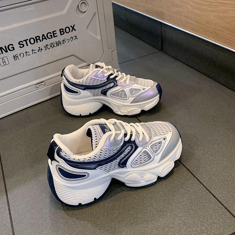 

2024 autumn and winter new retro style couple dad shoes ins trend casual retro thick sole heightening sports shoes women 35 синий