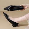 Fashion Elegant Pointed Toe Crystal Low Heel Pumps Women Comfort Shallow Brand Designer Shoe Luxury Wedding Bridal Shoe Zapatos De Mujer