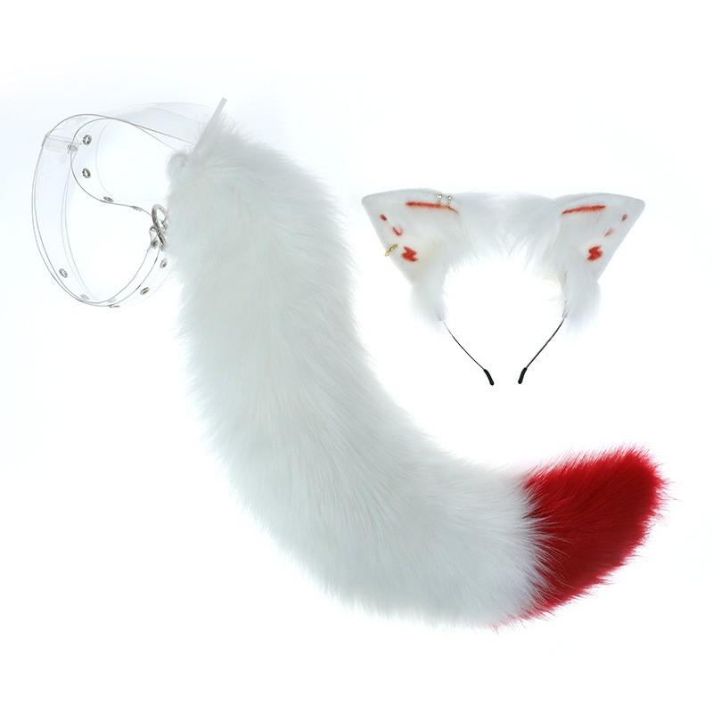 Fluffy Fox Ear Tail Set Cosplay Party Costume Soft Plush Animal Headband Accessory Unisex Sweet Style