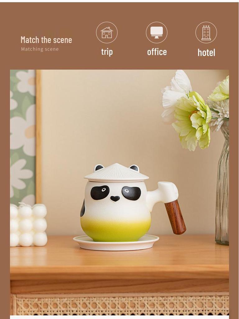 Panda Ceramic Tea & Water Separation Mug for Home & Office
