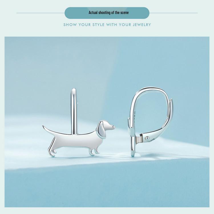 Yinziyun Dachshund Ear Cuffs: Cute S925 Sterling Silver Earrings for Women