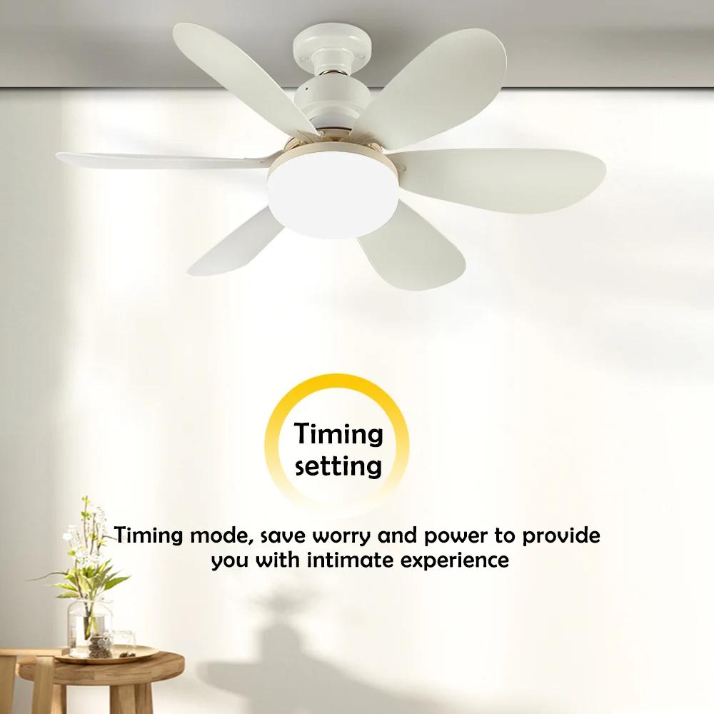 Ceiling Fan Light E27 Base with 30/40W LED Night Lights 3 Adjustable Lighting Modes Remote Control High Wind Power Ceiling Fan