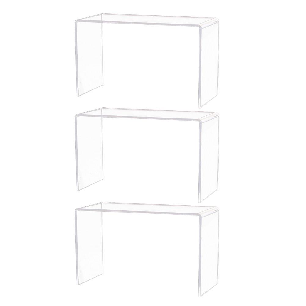 3Pcs Acrylic Shoe Display Risers Transparent Storage Rack for Lipsticks Foundations Eyeshadows Bronzers Blushes Primers Party