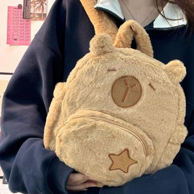 Autumn Winter Cute Capybara Plush Backpack for Women 2024 New Student Commuter Bag Niche Versatile Backpack